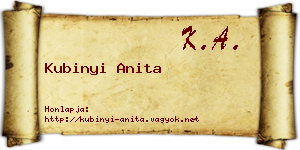 Kubinyi Anita névjegykártya