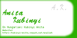 anita kubinyi business card